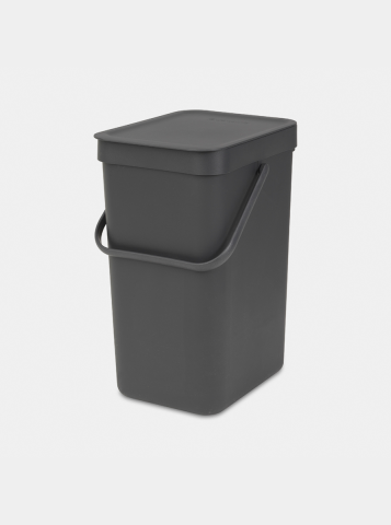 Gray Brabantia Sort & Go 109805 bin with lid and carrying handle.
