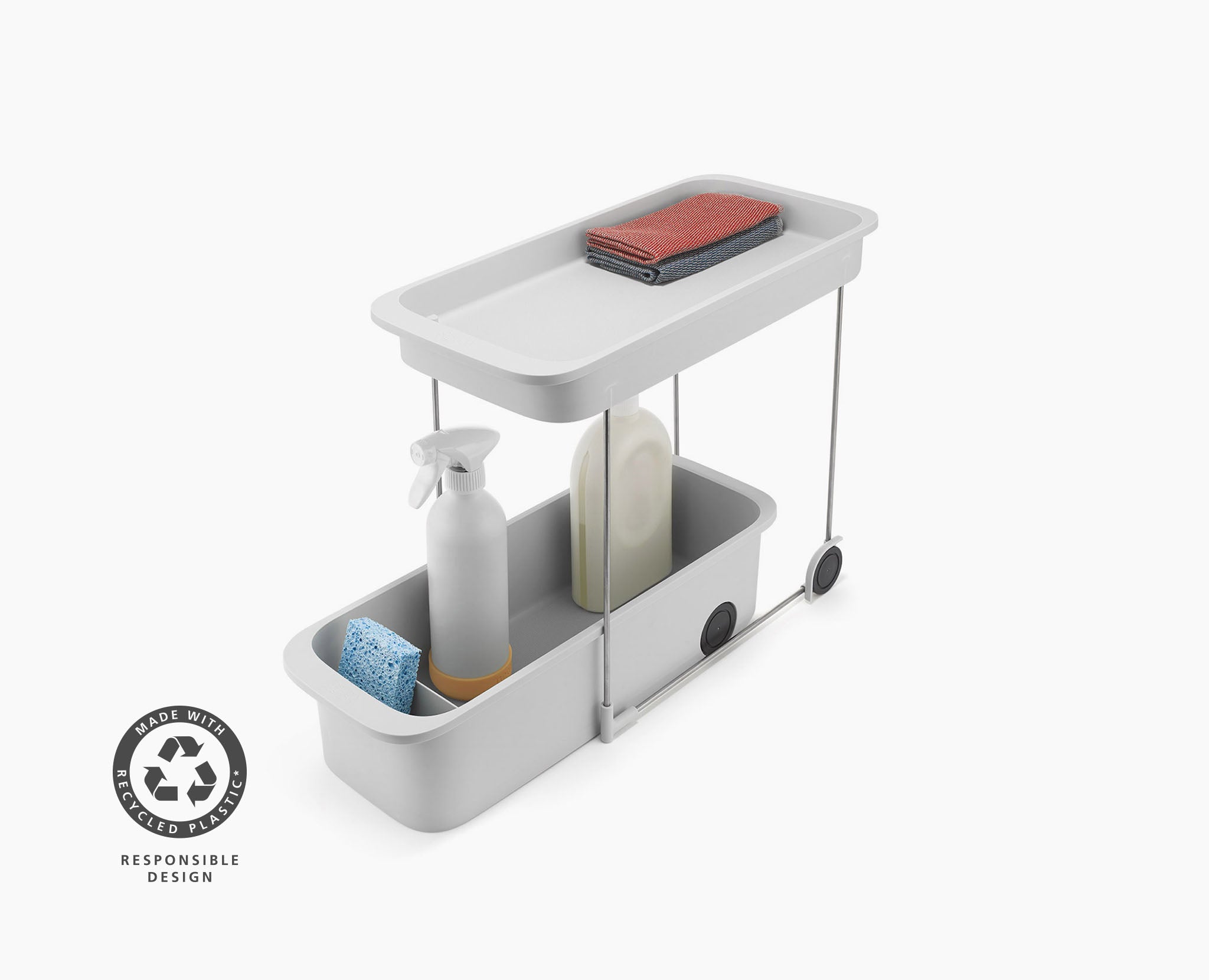 Joseph Joseph 8500001 · Organizzatore Stone a due livelli con aste metalliche, ruote e accessori per pulizia