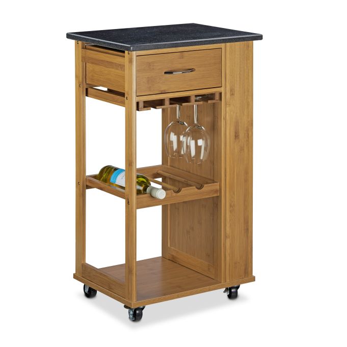 Carrito cocina ALFRED L con botellero, referencia Relaxdays 10020312. Imagen del fabricante indicada como creada con IA.