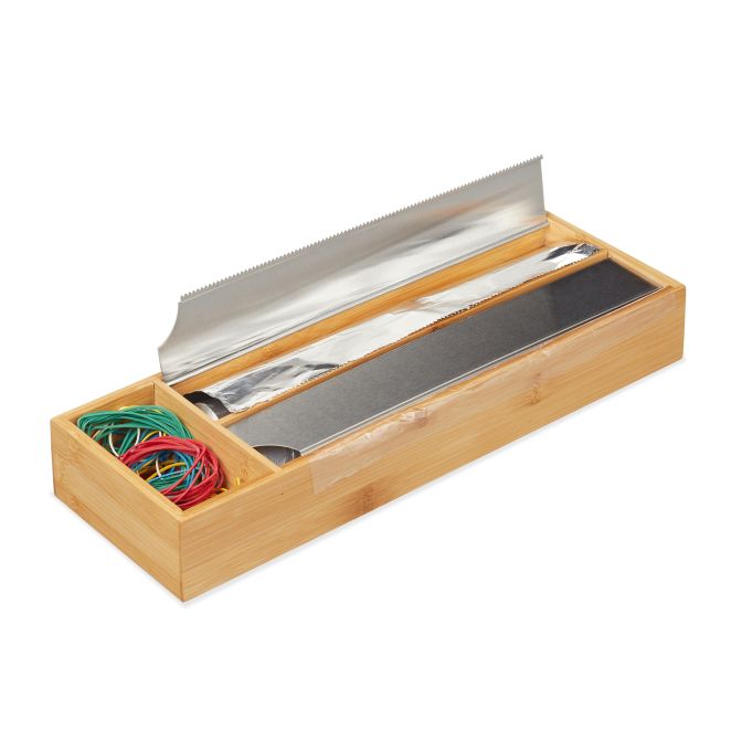 Dispensador film para cajón, referencia Relaxdays 10027490. Imagen del fabricante indicada como creada con IA.