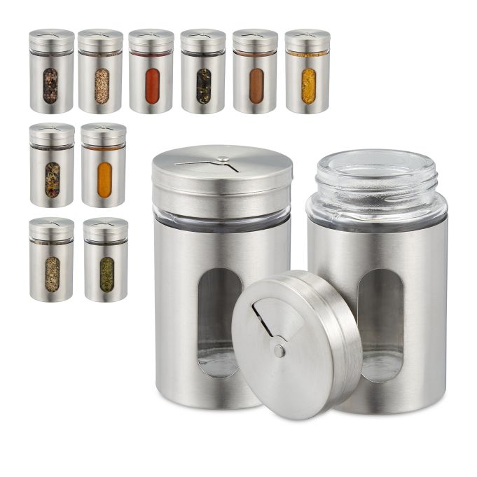 Set de 12 botes para especias de cocina, referencia Relaxdays 10027637. Imagen del fabricante indicada como creada con IA.