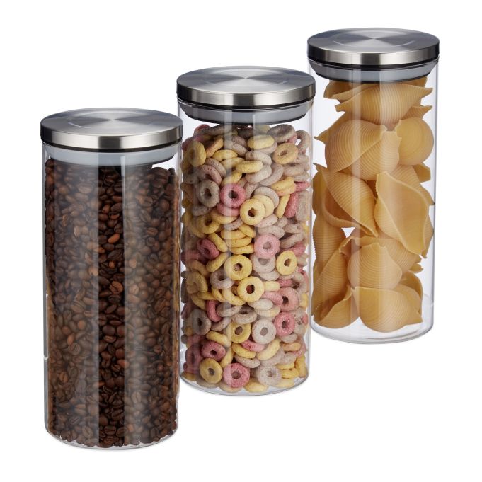 Set de envases transparentes para cocina, referencia Relaxdays 10027999. Imagen del fabricante indicada como creada con IA.