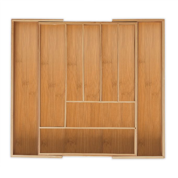 Cubertero de bambú extensible, referencia Relaxdays 10032171. Imagen del fabricante indicada como creada con IA.