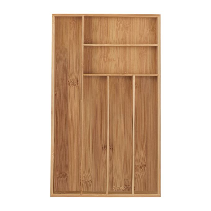 Cubertero bambú cajón 6 espacios, referencia Relaxdays 10032177. Imagen del fabricante indicada como creada con IA.