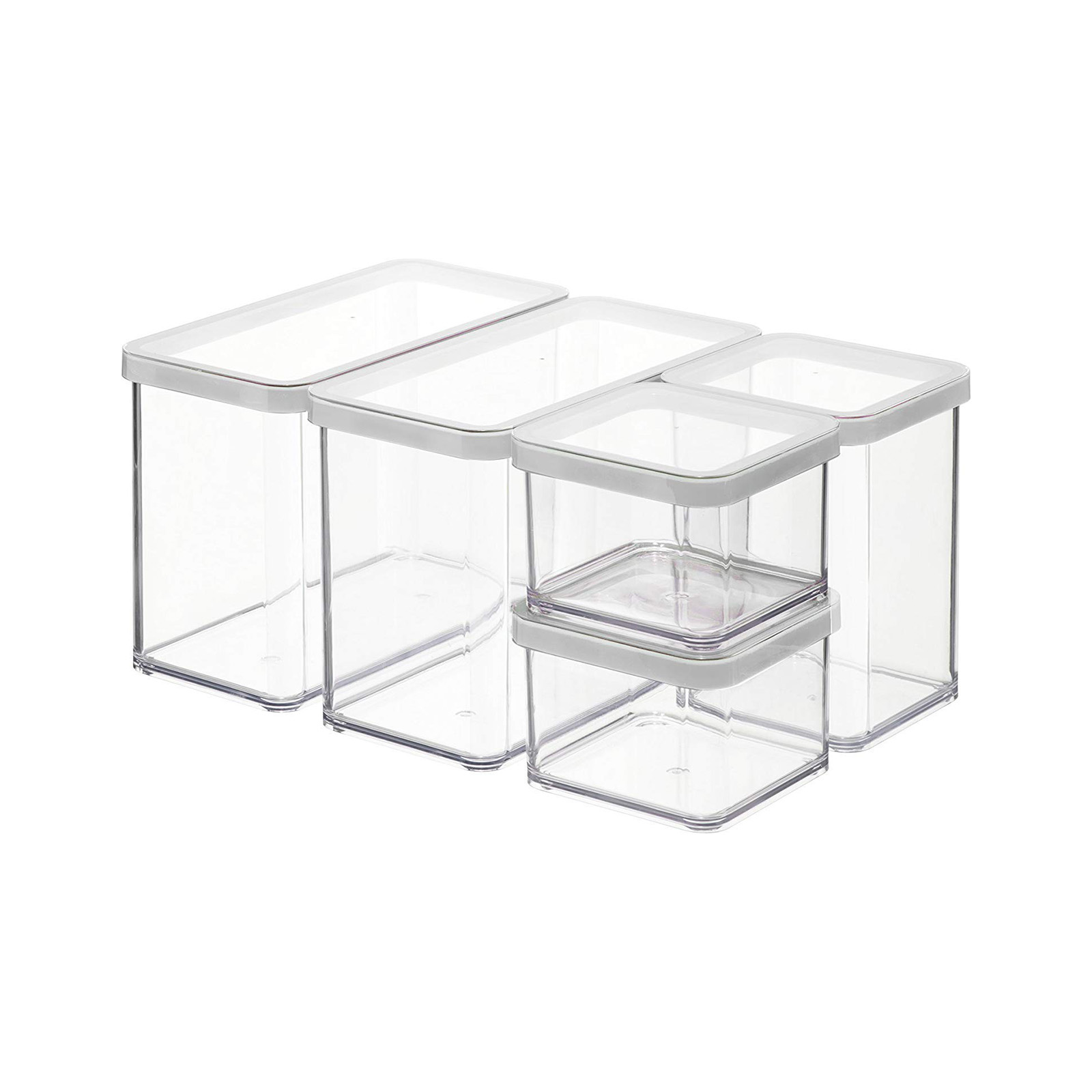 Set Rotho LOFT 6691290000WS di cinque contenitori trasparenti nella variante bianca.